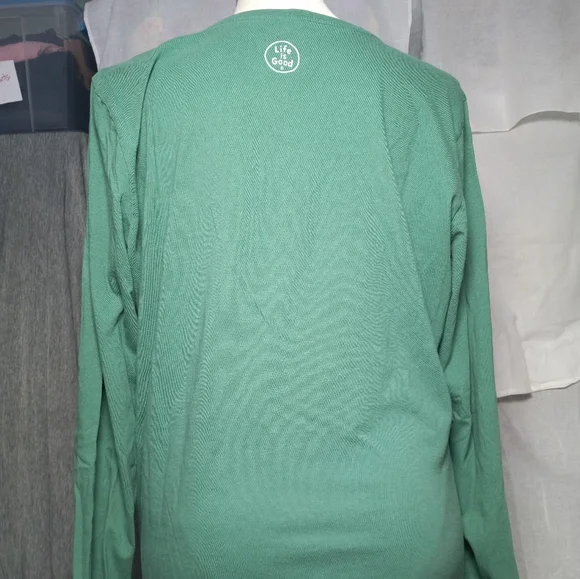 Life is Good v neck crusher tee xxl green long sleeve - Picture 3 of 5